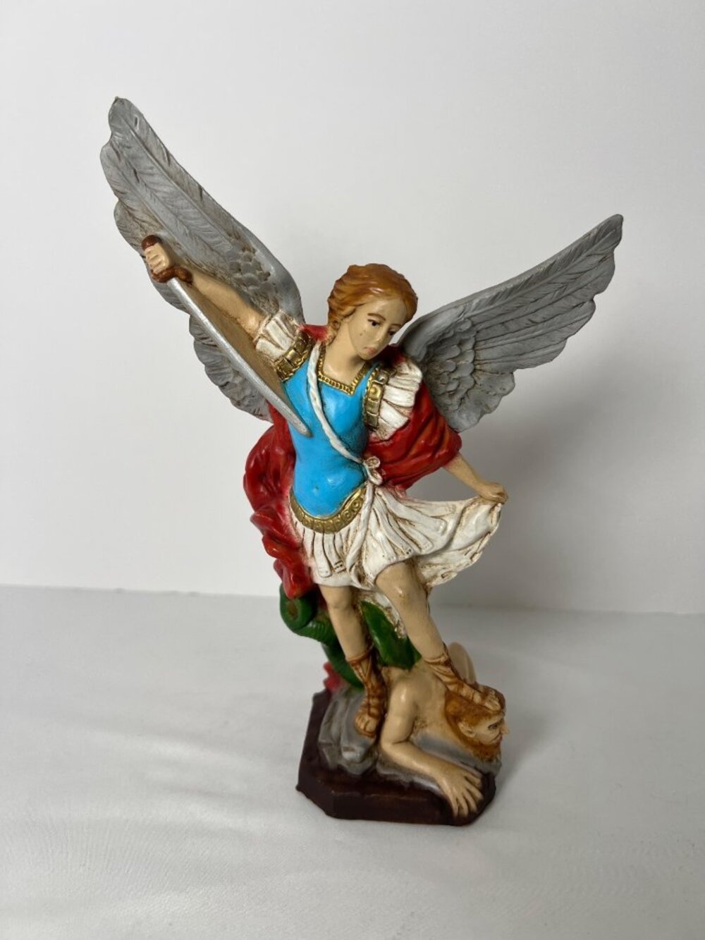 St. Michael Archangel Statue Figurine 8” Tall Hand-Painted Resin Made In Italy